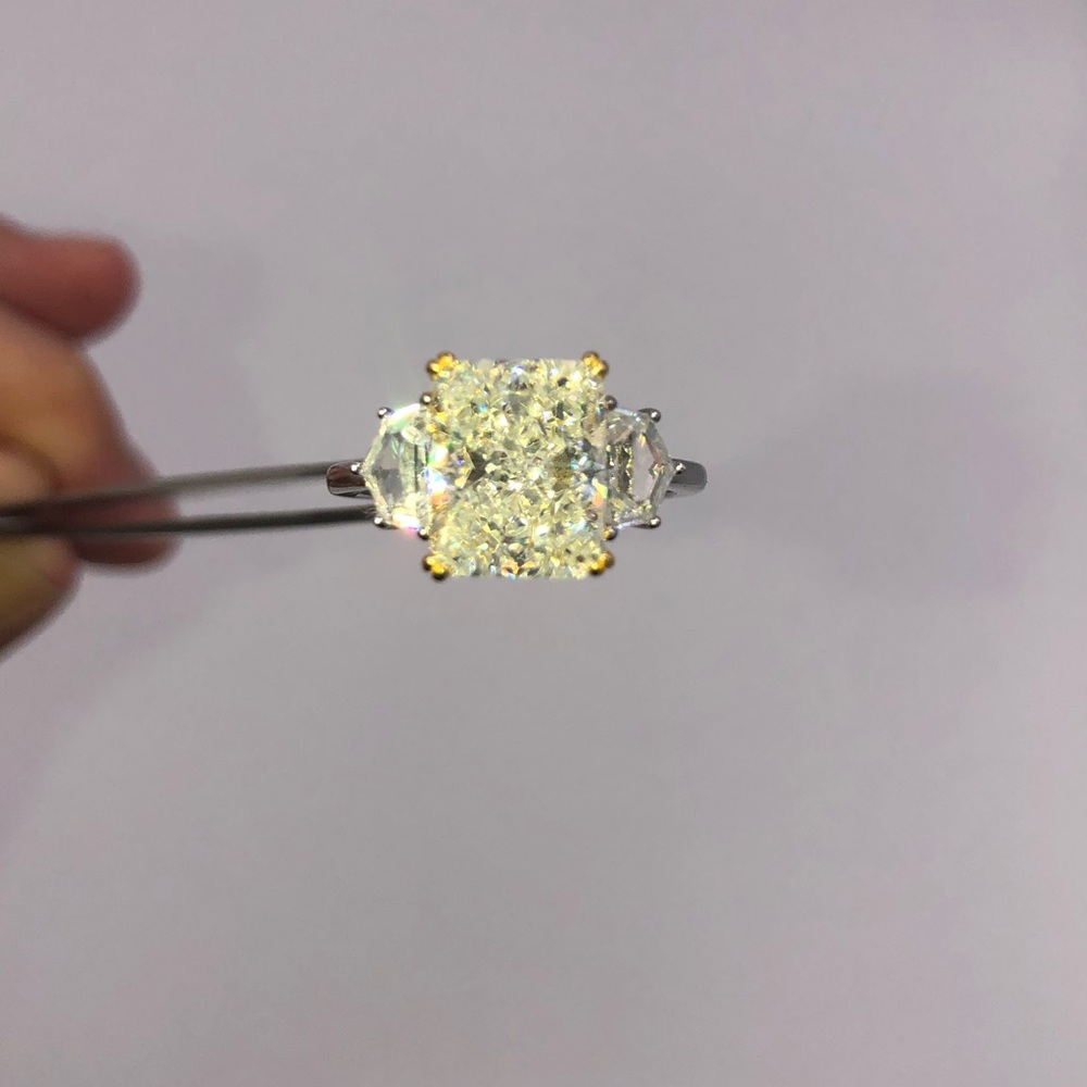 4ct Radiant Cut Champagne Ring - Picture 4 of 14